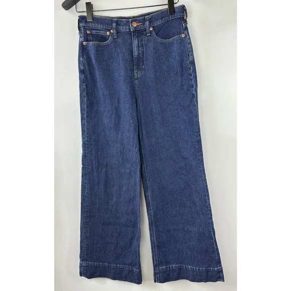 J.Crew 2024 Denim Wide Leg Trouser Jeans High Rise BP479 Blue 32" Inseam Size 27 - Picture 2 of 14